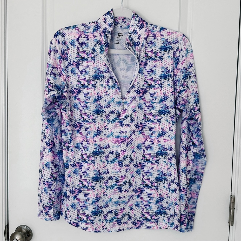 EP New York Women's Long Sleeve Swirling Splatter Print Top M